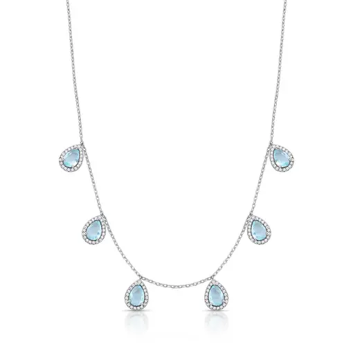 COLAR COM PINGENTES DE GOTAS EM CRISTAIS E ZIRCÔNIAS