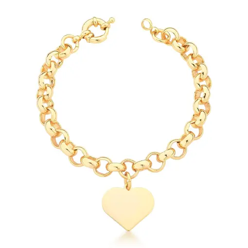 PULSEIRA COM PINGENTE DE CORAÇÃO LISO BANHADA A OURO