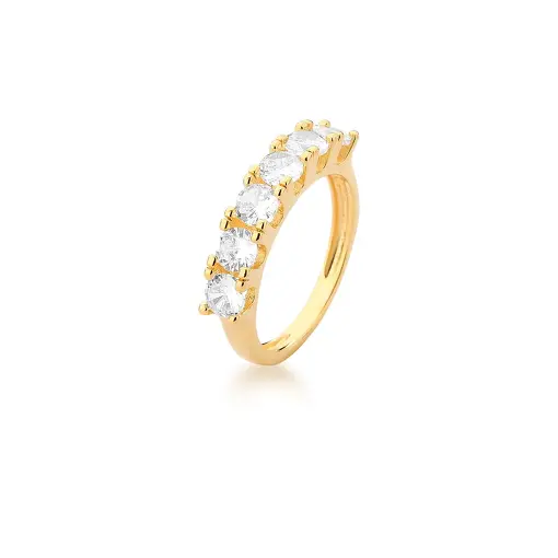 ANEL COM CRISTAIS REDONDOS BRANCOS BANHADO A OURO