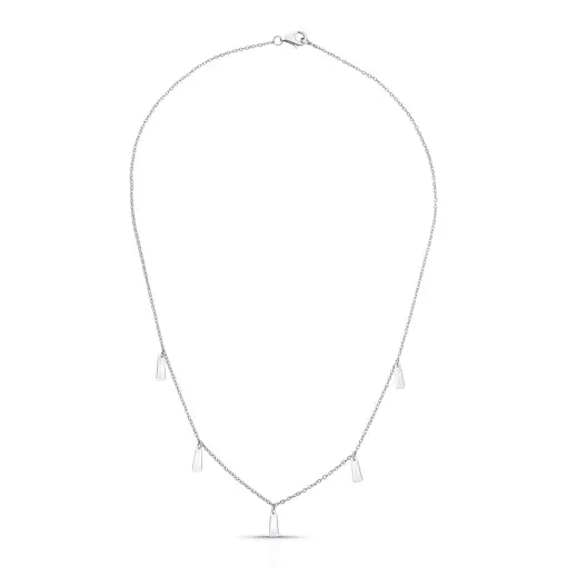 COLAR COM CRISTAIS BAGUETES DISPERSOS PRATA RODINADA