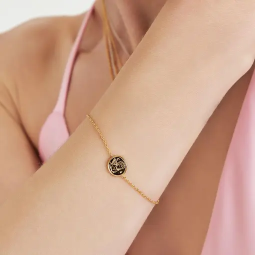 PULSEIRA COM PINGENTE OVAL E LISO DE ANJO