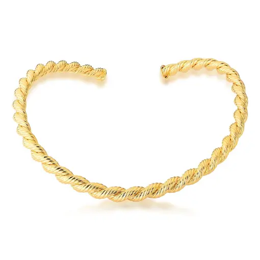 GARGANTILHA TRANÇADA LISA BANHADA A OURO