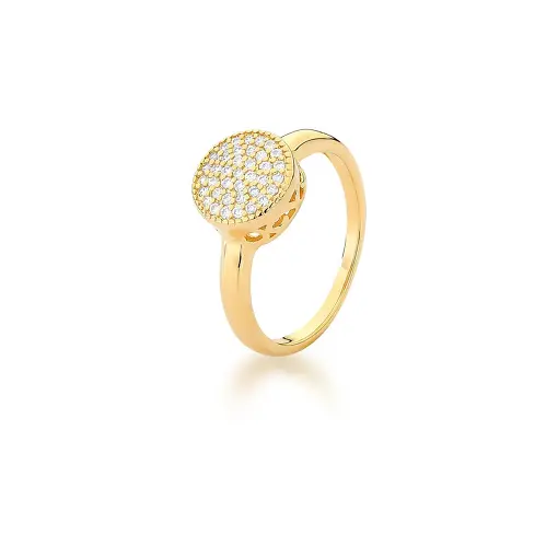 ANEL REDONDO CRAVEJADO DE ZIRCÔNIA BANHADO A OURO