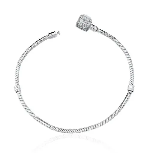PULSEIRA LINHA CONQUISTAS FECHO CRAVEJADO PRATA LISA