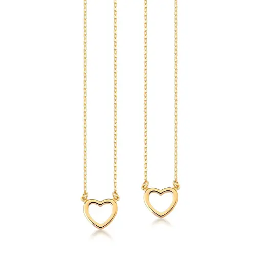 ESCAPULÁRIO COM PINGENTES DOIS CORAÇÕES VAZADOS BANHADO A OURO