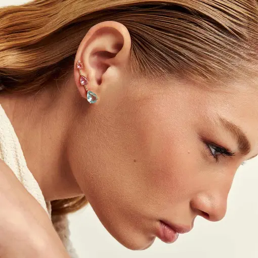 BRINCO EAR CUFF DE GOTA COM CRISTAIS E ZIRCÔNIAS