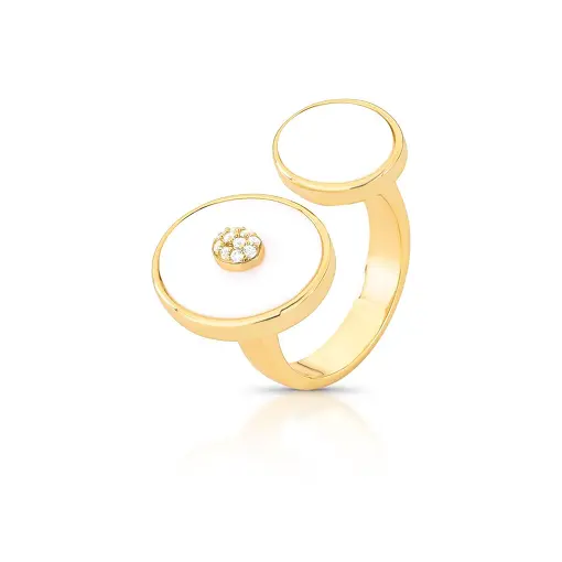 ANEL REGULÁVEL OVAL EM MADREPÉROLA E ZIRCÔNIAS