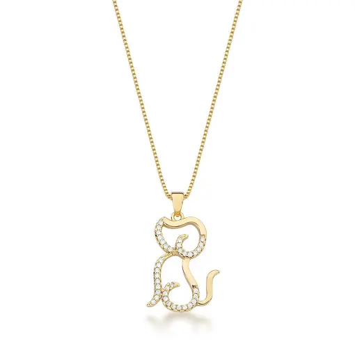 COLAR COM PINGENTE DE CACHORRO VAZADO BANHADO A OURO