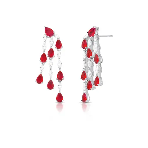 BRINCO PÊNDULO COM CRISTAIS DE GOTA E NAVETE