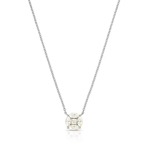 COLAR COM PINGENTE DE CRISTAIS MOISSANITE PRATA RODINADA