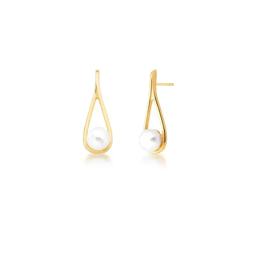 BRINCO DE GOTA COM PÉROLA SHELL BANHADO A OURO