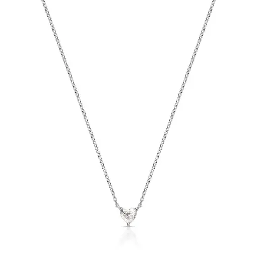 COLAR COM PEDRA DE CORAÇÃO MOISSANITE 5MM PRATA RODINADA