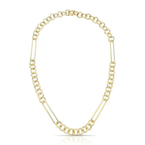 COLAR COM ELOS LISO BANHADO A OURO