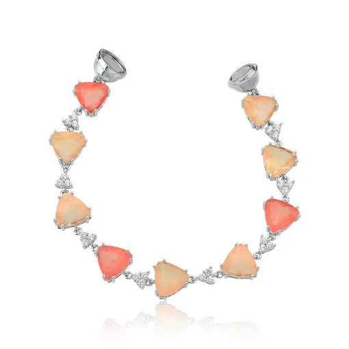 PULSEIRA COM CRISTAIS TRIANGULARES ALARANJADOS BANHADA A RÓDIO