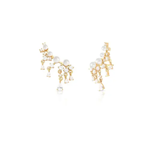 BRINCO EAR CUFF PÊNDULO COM PÉROLAS