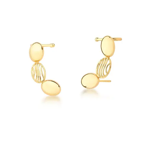BRINCO EAR CUFF COM OVAIS LISOS BANHADO A OURO