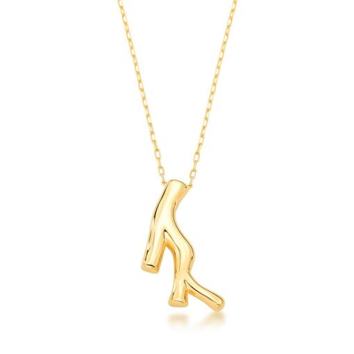COLAR COM PINGENTE CURVO LISO BANHADO A OURO