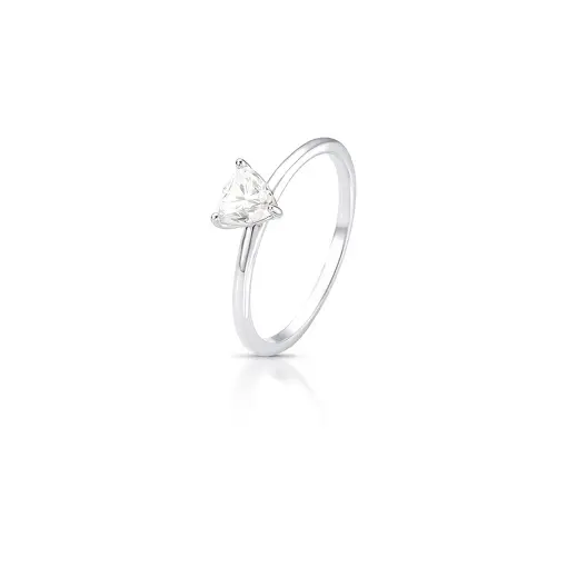 ANEL COM PEDRA TRIANGULAR MOISSANITE 5MM PRATA RODINADA