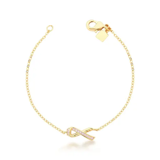 PULSEIRA COM PINGENTE DE LAÇO VAZADO E ZIRCÔNIAS