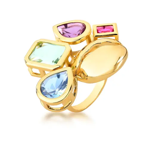 ANEL DE CONCHA E CRISTAIS DIVERSOS