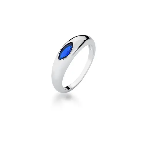 ANEL LISO COM CRISTAL NAVETE PRATA RODINADA