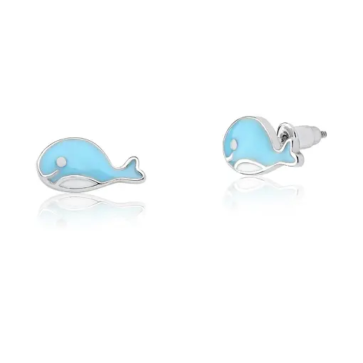BRINCO KIDS DE BALEIA ESMALTADO AZUL PRATA RODINADA