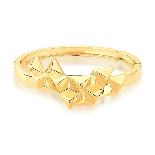 BRACELETE COM TRIÂNGULOS LISOS BANHADO A OURO