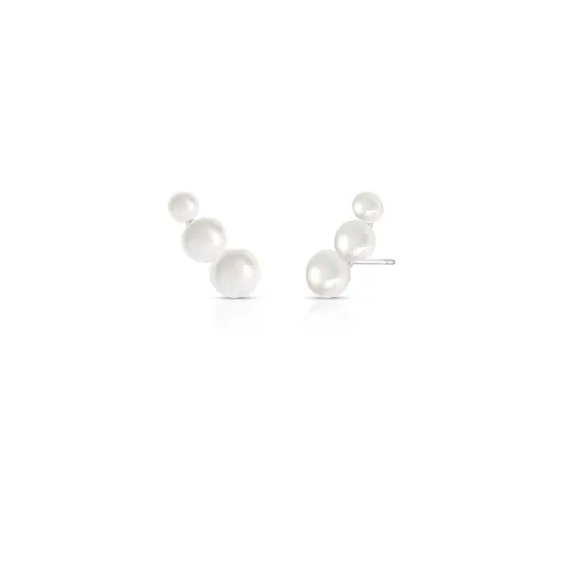 BRINCO EAR CUFF COM PÉROLAS ÁGUA DOCE PRATA RODINADA