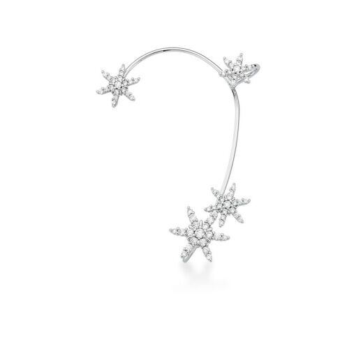 PIERCING DE ORELHA UNITÁRIO COM ESTRELAS BRANCO BANHADA A RÓDIO