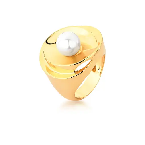 ANEL OVAL COM PÉROLA SHELL