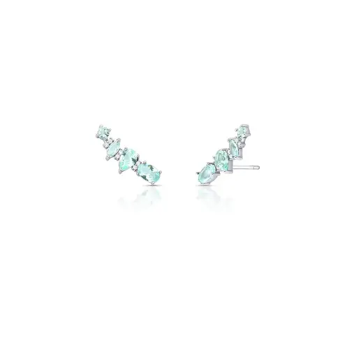 BRINCO EAR CUFF COM CRISTAIS E ZIRCÔNIAS PRATA RODINADA