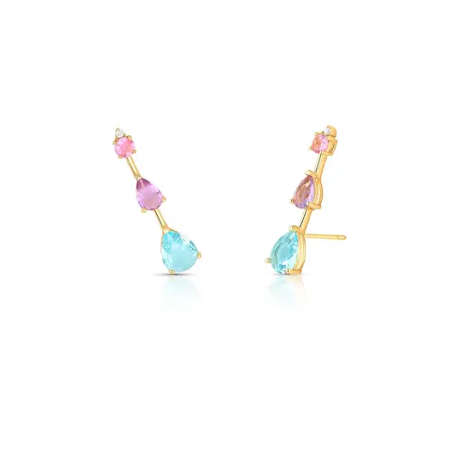 BRINCO EAR CUFF DE GOTA COM CRISTAIS E ZIRCÔNIAS