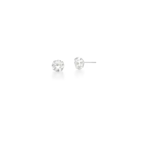 BRINCO SEGUNDO FURO COM CRISTAL BRANCO PRATA LISA