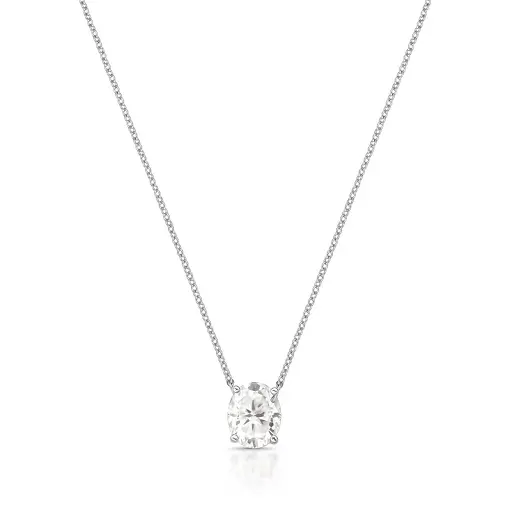 COLAR COM PINGENTE DE CRISTAL MOISSANITE OVAL PRATA RODINADA