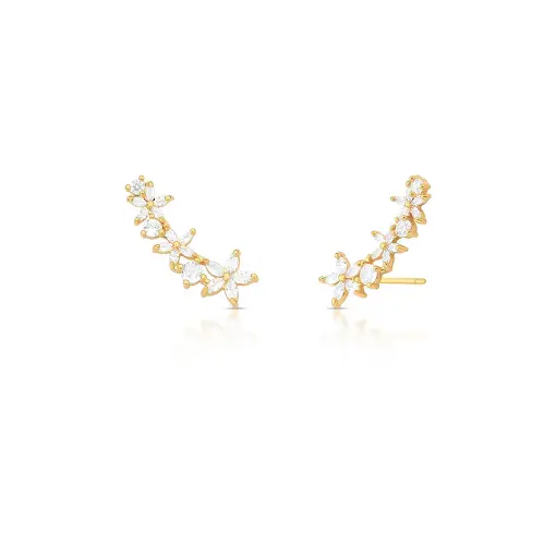 BRINCO EAR CUFF COM FLORES EM CRISTAIS