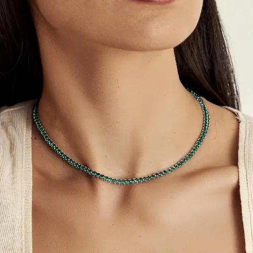 COLAR RIVIERA COM CRISTAIS REDONDOS