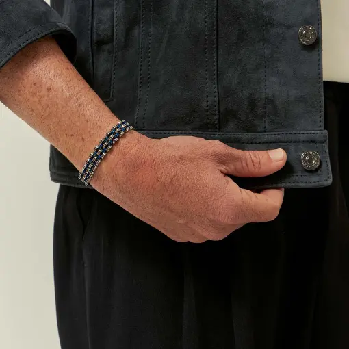 PULSEIRA CINCO VOLTAS INTERCALADA LISA EM AÇO