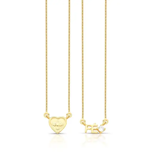 ESCAPULÁRIO COM ESCRITA FÉ CORAÇÃO E CRISTAL