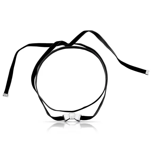 CHOKER EM VELUDO COM PINGENTE DE LAÇO VAZADO BANHADO A RÓDIO