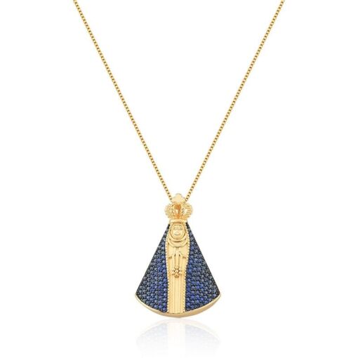 CORRENTE COM PINGENTE NOSSA SENHORA APARECIDA BANHADA A OURO