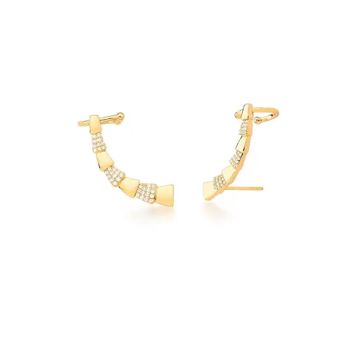 BRINCO EAR CUFF TRABALHADO CRAVEJADO DE ZIRCÔNIAS BANHADO A OURO