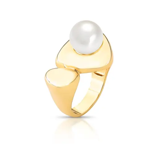 ANEL TRIANGULAR ABAULADO COM PÉROLA SHELL