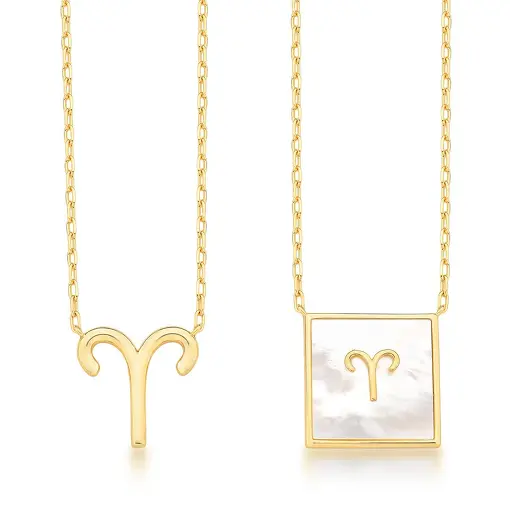 ESCAPULÁRIO EM MADREPÉROLA SIGNO DE ÁRIES BANHADO A OURO