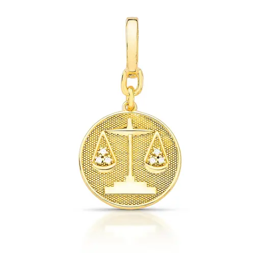 PINGENTE REDONDO SIGNO LIBRA TEXTURIZADO E COM ZIRCÔNIA