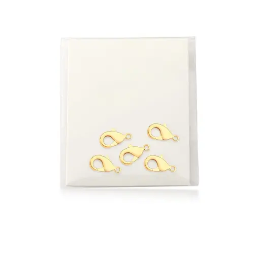 FECHO LAGOSTA KIT COM 5 UNIDADES 12MM BANHADO A OURO