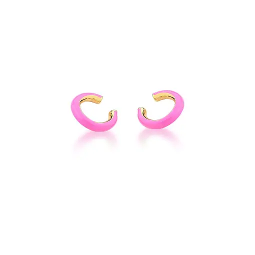 PIERCING DE ORELHA ESMALTADO PINK BANHADO A OURO