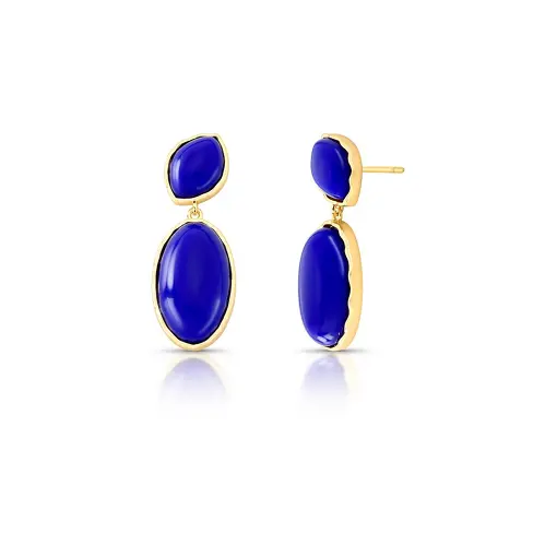 BRINCO OVAL NAVETE EM PÊNDULO COM PEDRA RECONSTITUÍDA