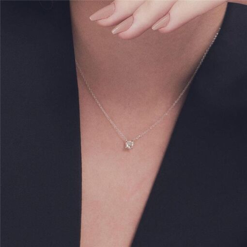 COLAR COM PEDRA MOISSANITE 5MM PRATA RODINADA