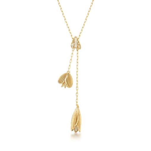 COLAR COM PINGENTE DE FLOR TEXTURIZADO BANHADO A OURO