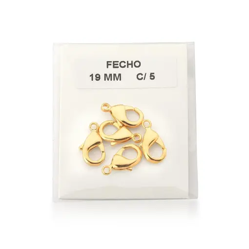 FECHO LAGOSTA KIT COM 5 UNIDADES 9MM BANHADO A OURO